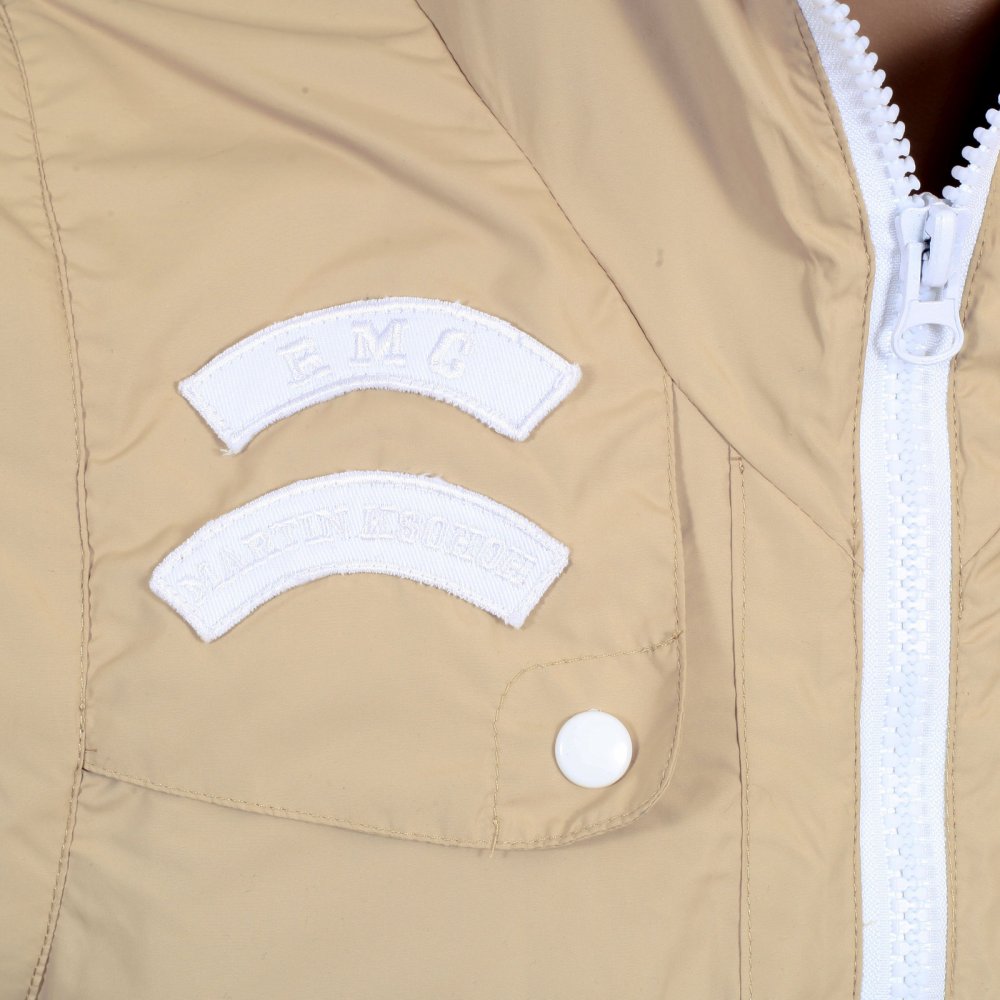 Beige Reversible Zipped Removable Sleeves Hooded Gilet