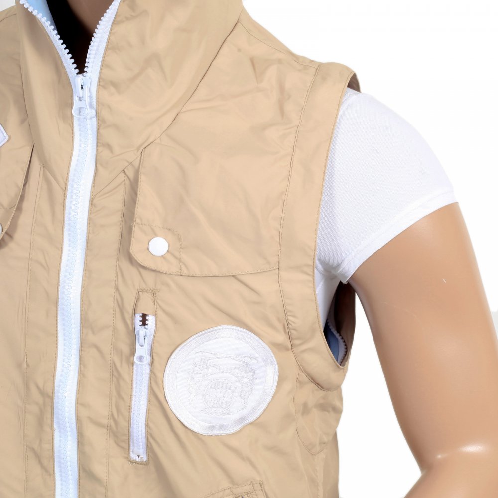 Beige Reversible Zipped Removable Sleeves Hooded Gilet