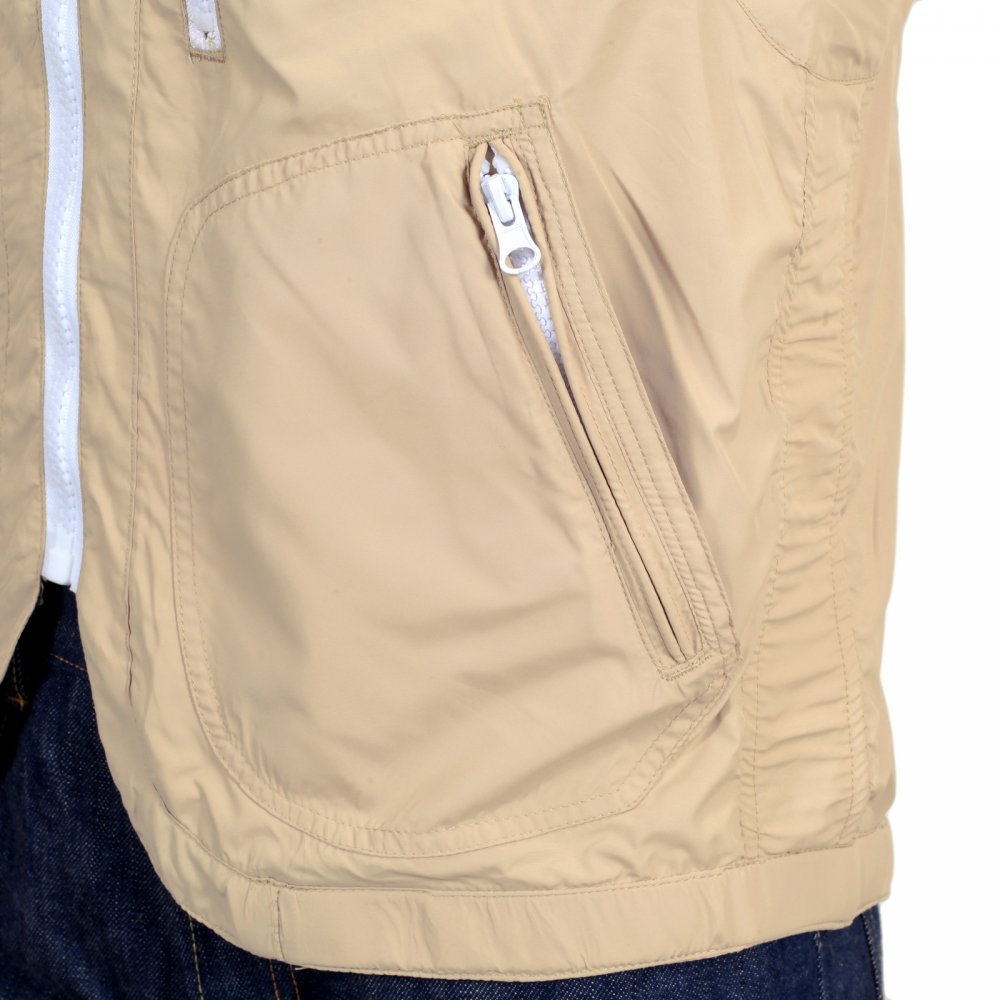 Beige Reversible Zipped Removable Sleeves Hooded Gilet