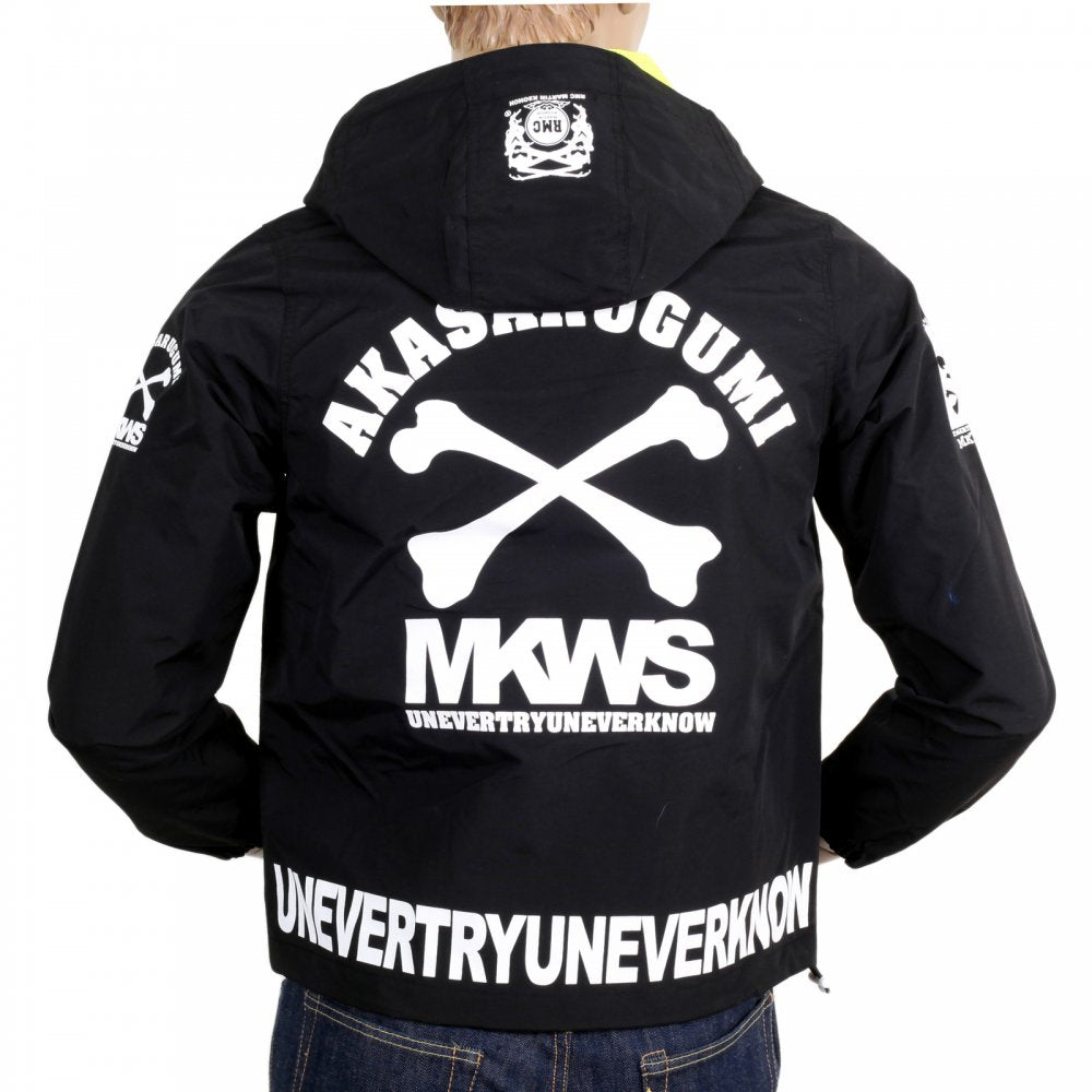 Black Hooded Regular Fit Zipped Monster Rider Jacket