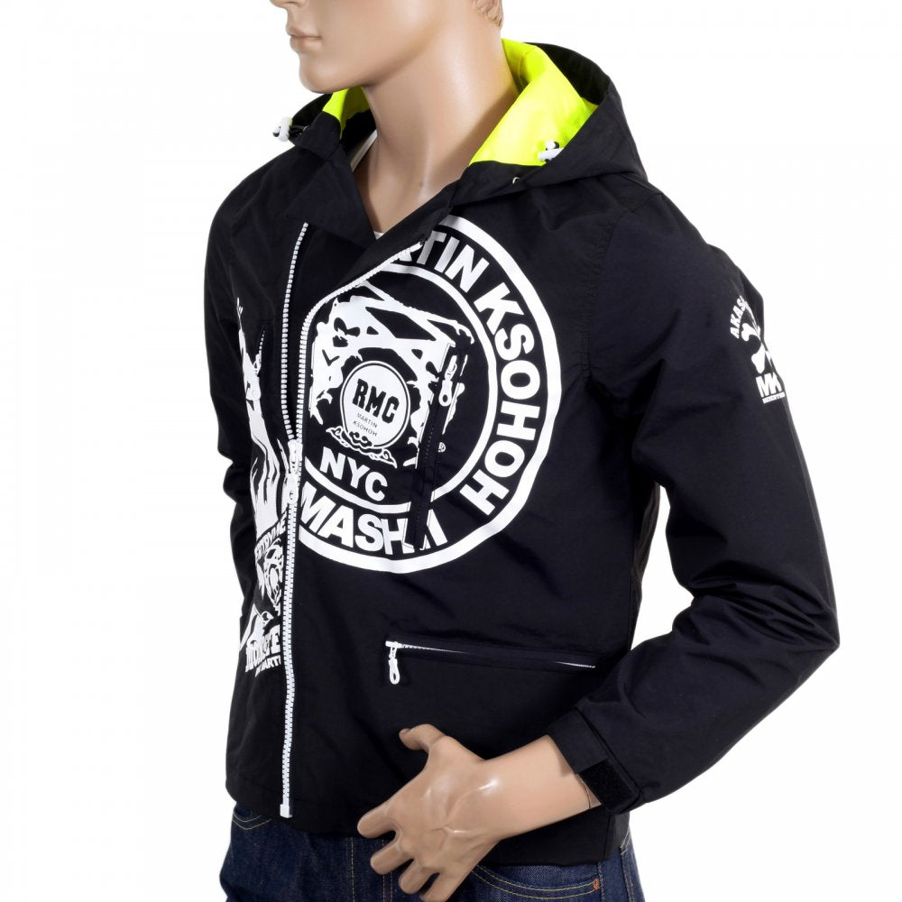 Black Hooded Regular Fit Zipped Monster Rider Jacket