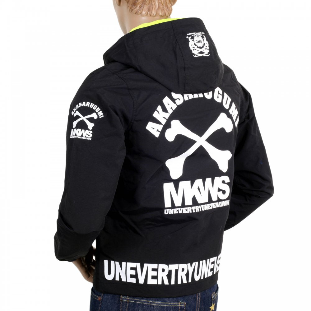 Black Hooded Regular Fit Zipped Monster Rider Jacket