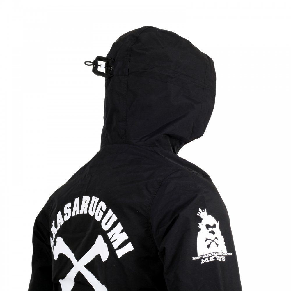 Black Hooded Regular Fit Zipped Monster Rider Jacket