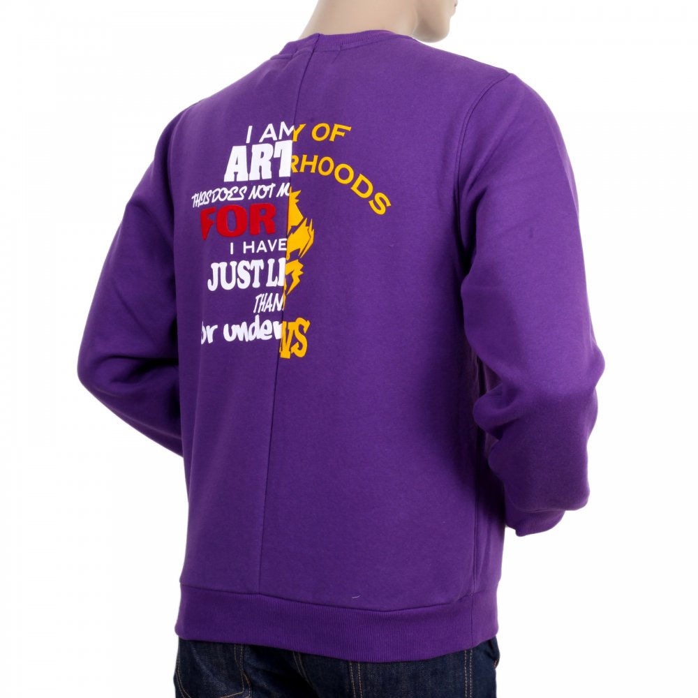 Mens Custom Made Large Fitting Cotton Purple Sweatshirt with Crew Neck