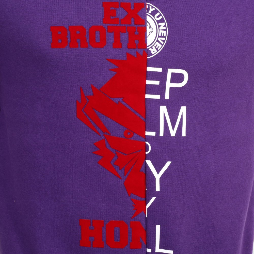 Mens Custom Made Large Fitting Cotton Purple Sweatshirt with Crew Neck