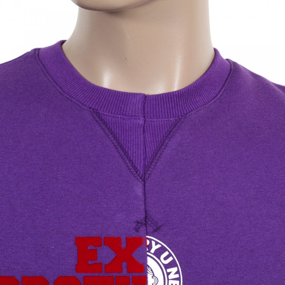 Mens Custom Made Large Fitting Cotton Purple Sweatshirt with Crew Neck