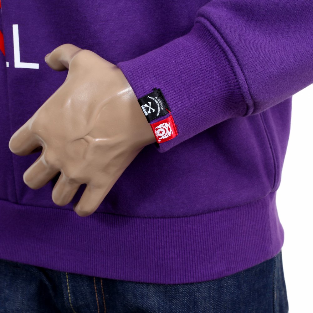 Mens Custom Made Large Fitting Cotton Purple Sweatshirt with Crew Neck