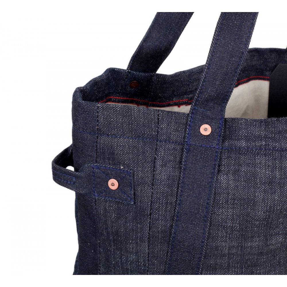 Custom Made Unisex Large Denim with Leather Tote Bag