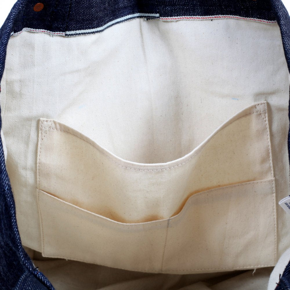 Custom Made Unisex Large Denim with Leather Tote Bag