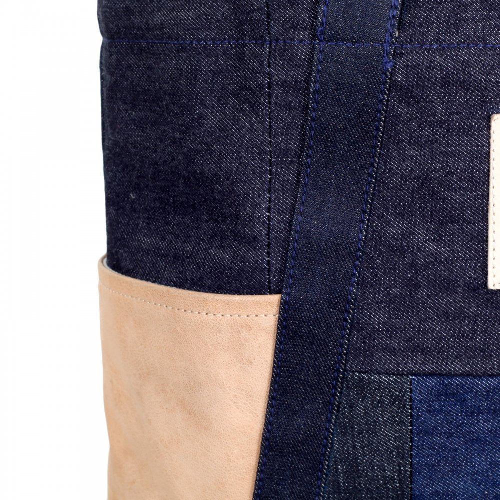 Custom Made Unisex Large Leather Tote Bag in Navy
