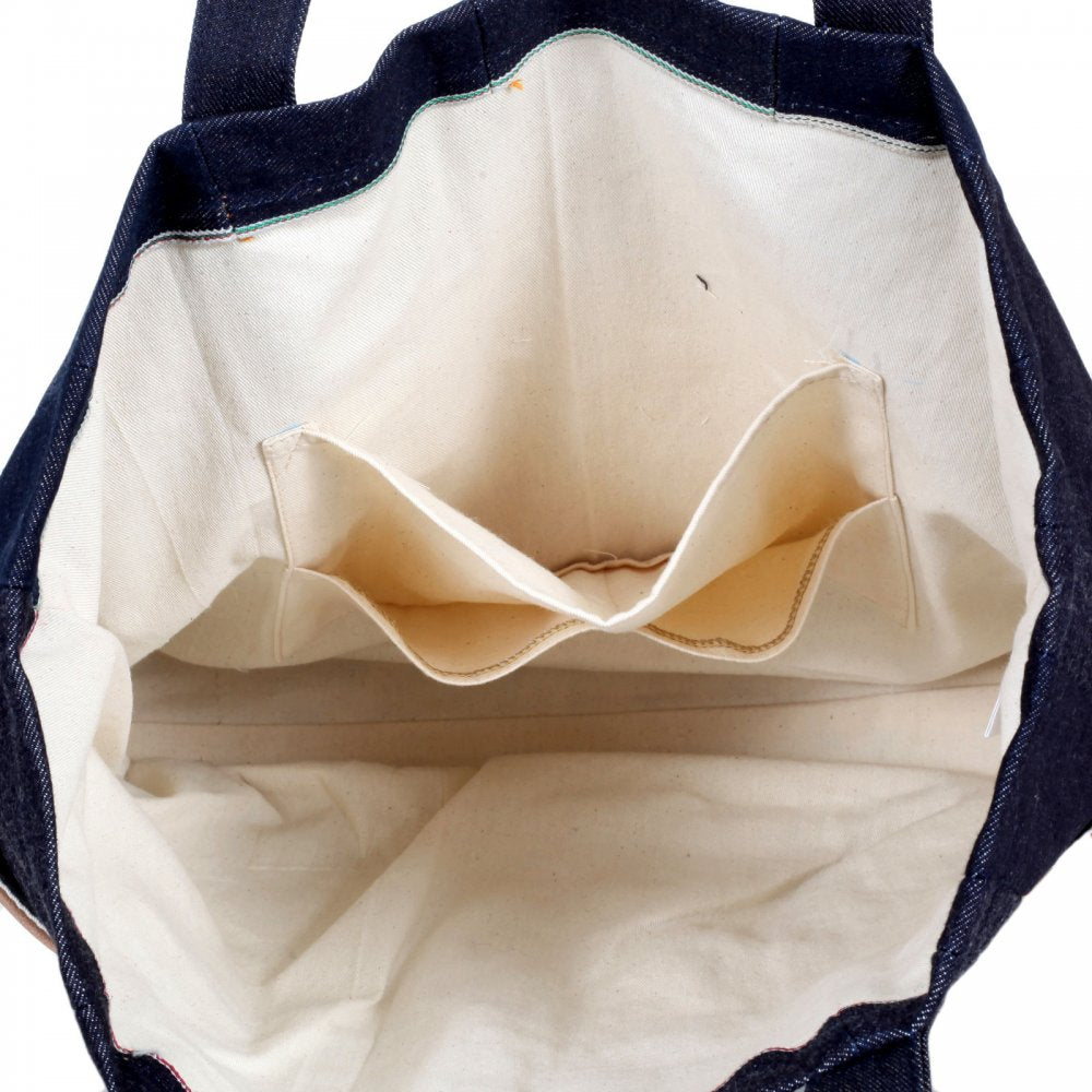 Custom Made Unisex Large Leather Tote Bag in Navy
