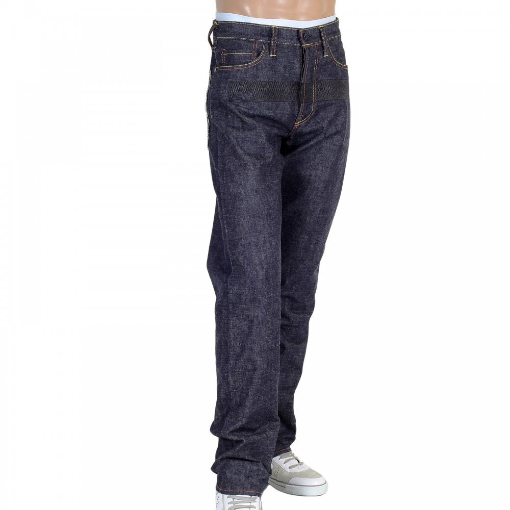 Indigo Raw Japanese Denim Selvedge with Black Embroidered Front and Back