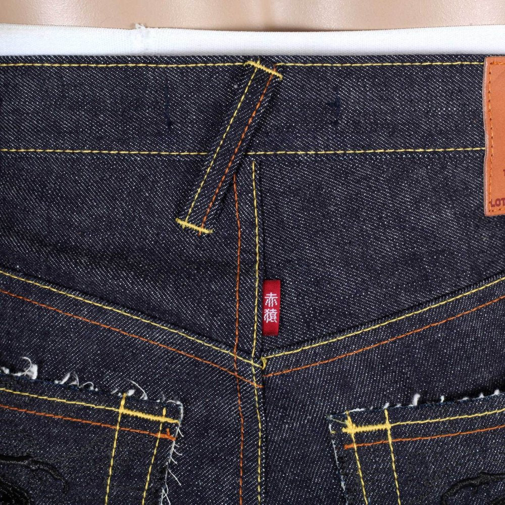 Indigo Raw Japanese Denim Selvedge with Black Embroidered Front and Back