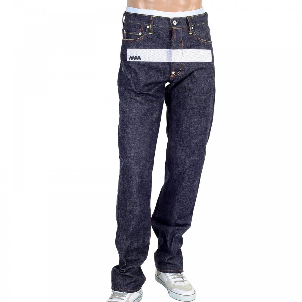 Selvedge Indigo Raw Japanese Denim with White Embroidered FM Union