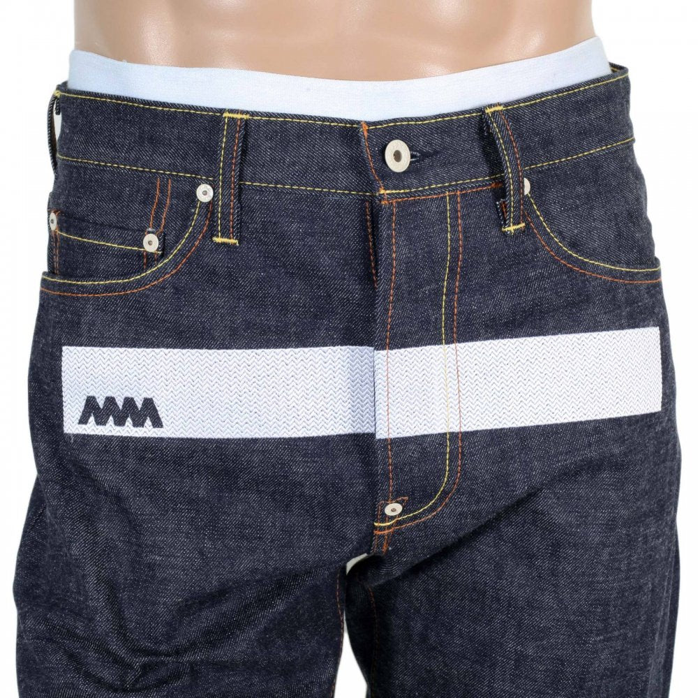 Selvedge Indigo Raw Japanese Denim with White Embroidered FM Union