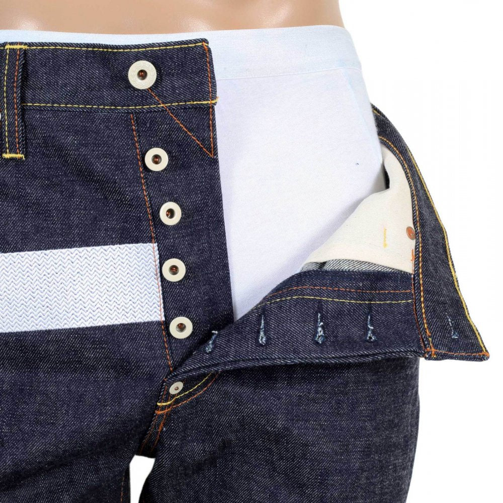 Selvedge Indigo Raw Japanese Denim with White Embroidered FM Union