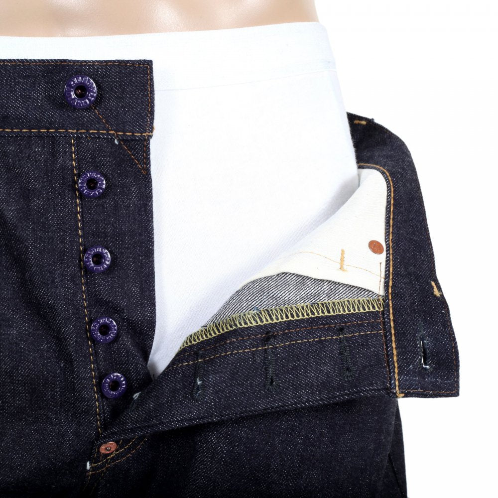 Indigo Raw Japanese Selvedge Denim with Gold Embroidery