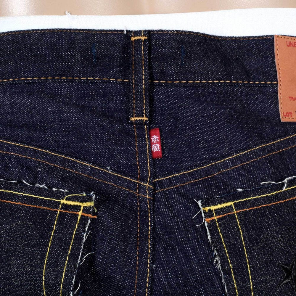 Black Embroidered Indigo Raw Japanese Selvedge Denim Jeans