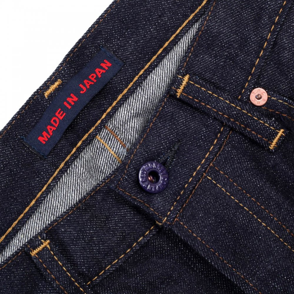 Indigo Raw Japanese Selvedge Denim Jeans with White Embroidery