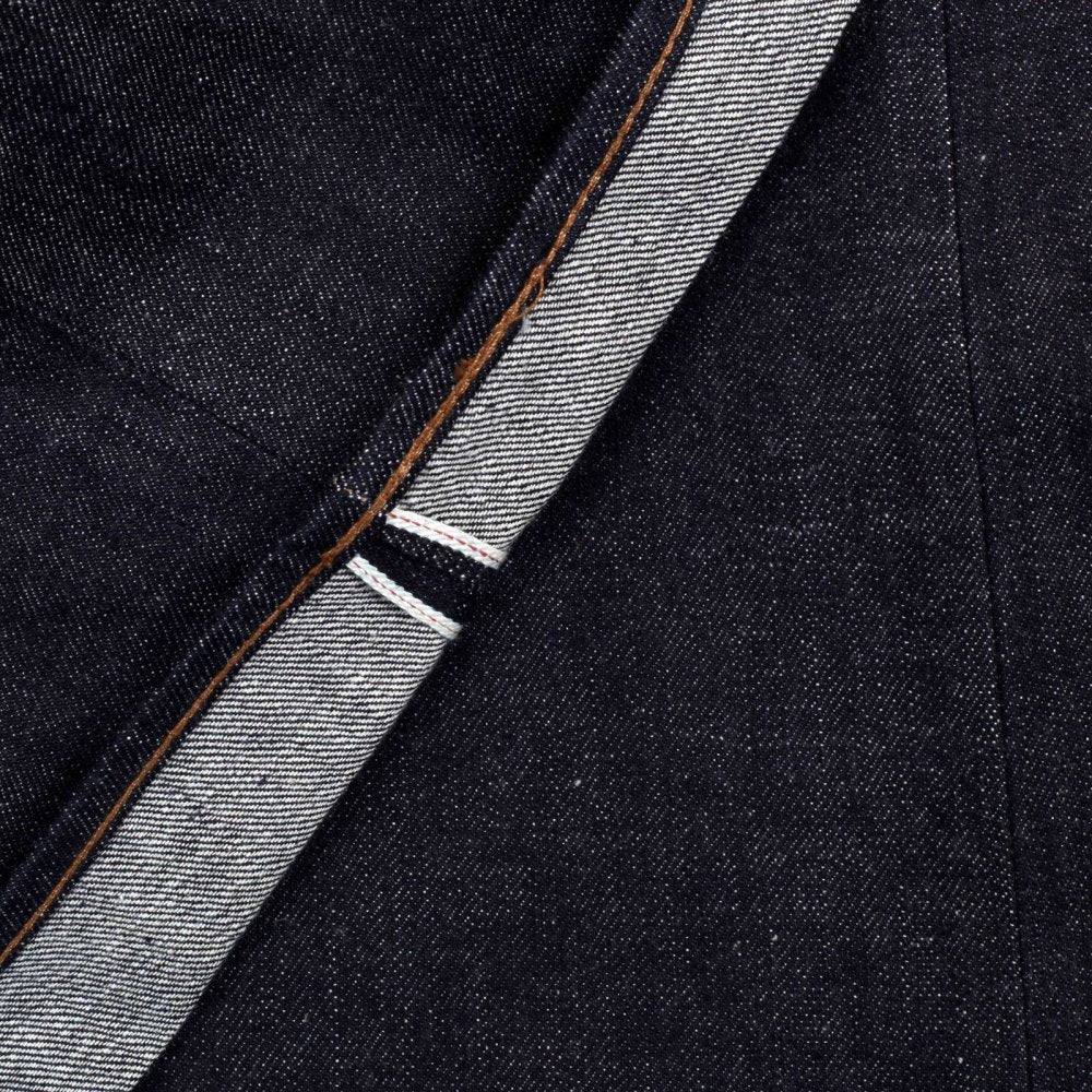 Indigo Raw Japanese Selvedge Denim Jeans with White Embroidery