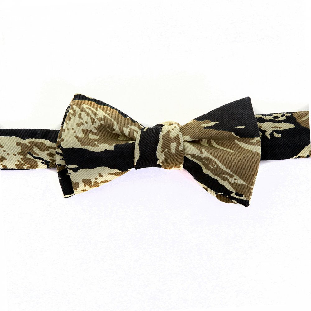 Rare Vintage Tiger Tea Camo Cotton Bow Tie for Men