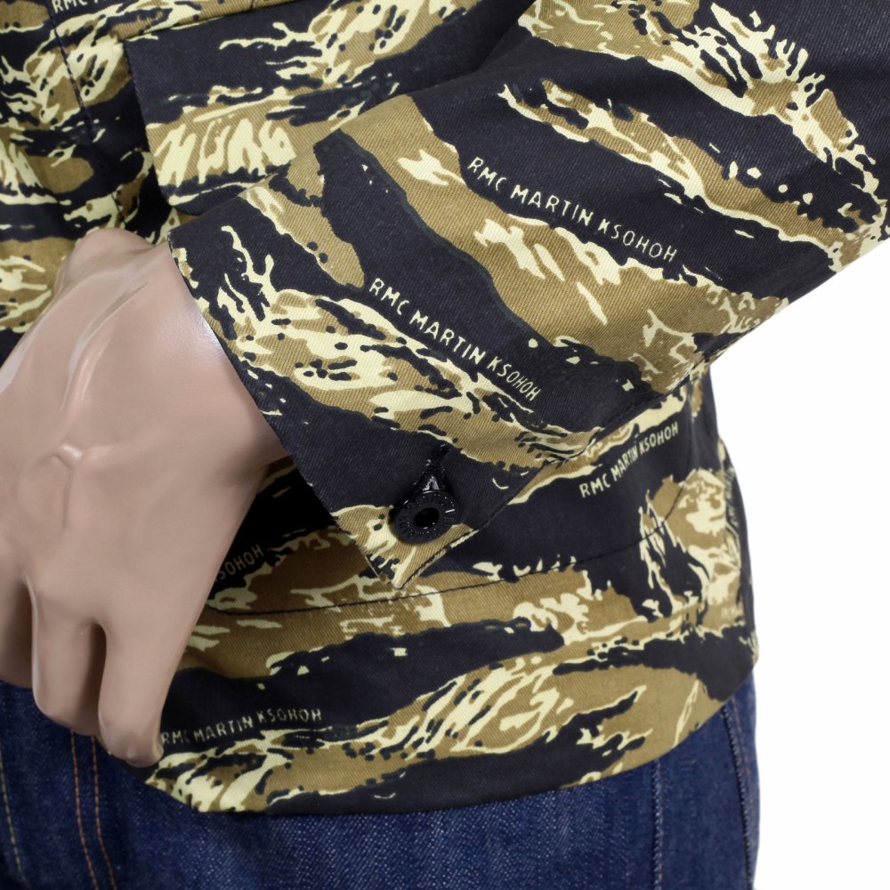 Mens Vintage Tiger Tea Camo Printed Cotton Blazer Jacket