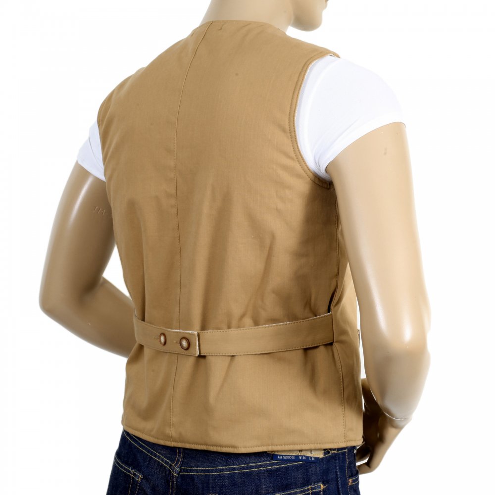 Biscuit Cotton Vintage Cut Regular Fit Lightly Padded Waistcoat