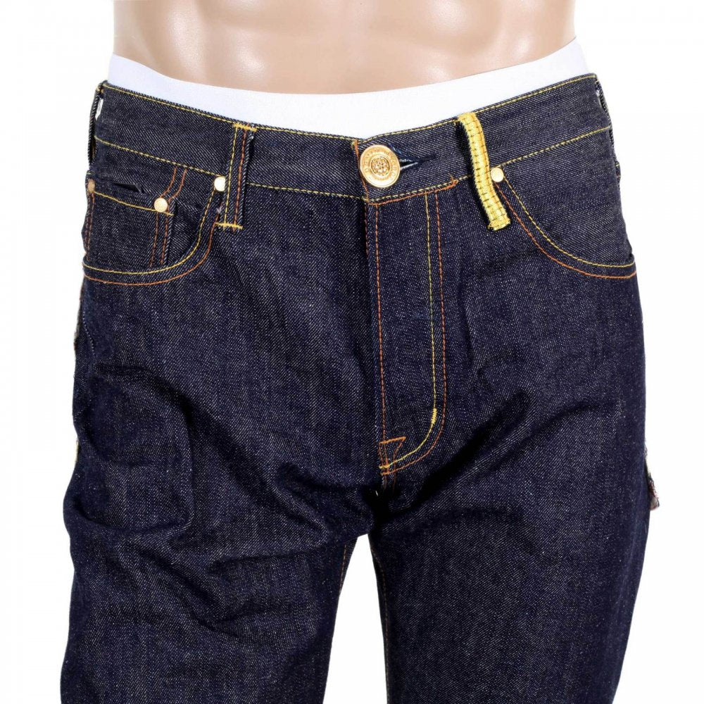 Japan Selvedge Lucky Buddha Gold Nugget Kanji Embroidered Jeans