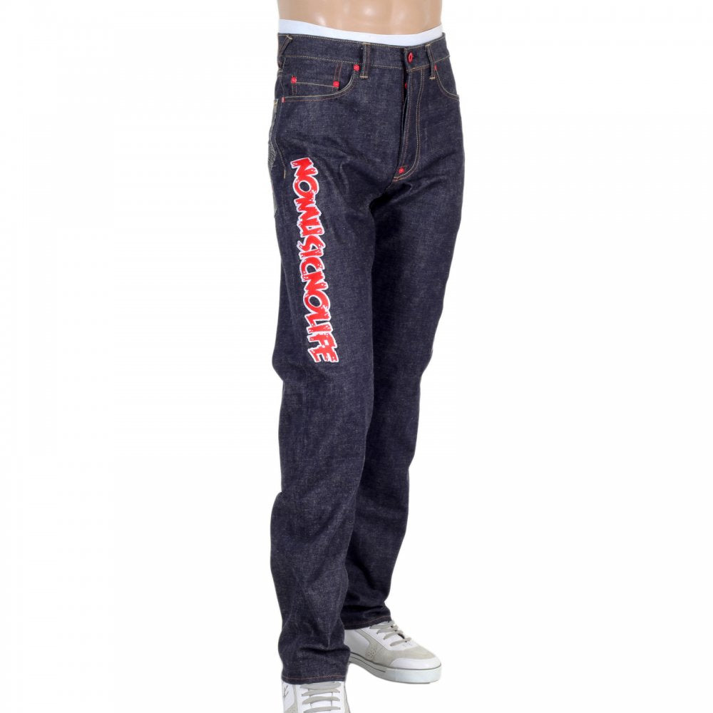 Embroidered Fuji Rock Festival Indigo Denim Jeans