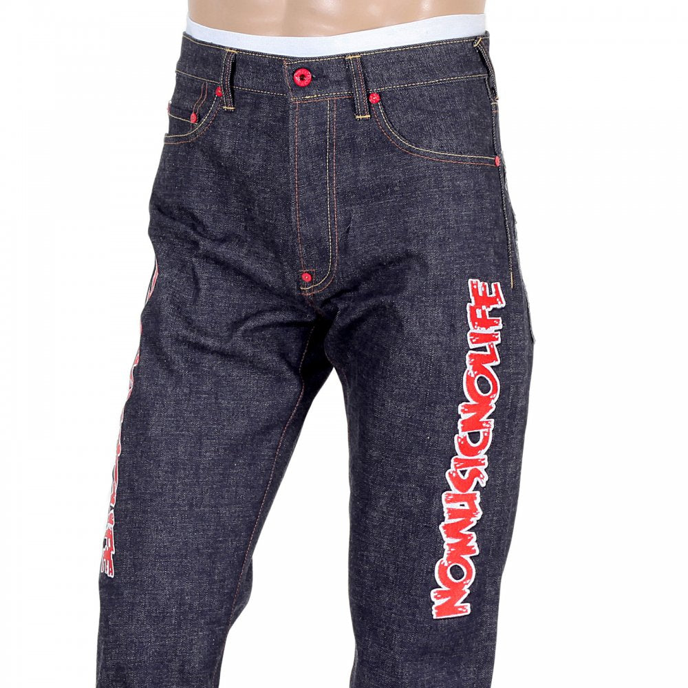 Embroidered Fuji Rock Festival Indigo Denim Jeans