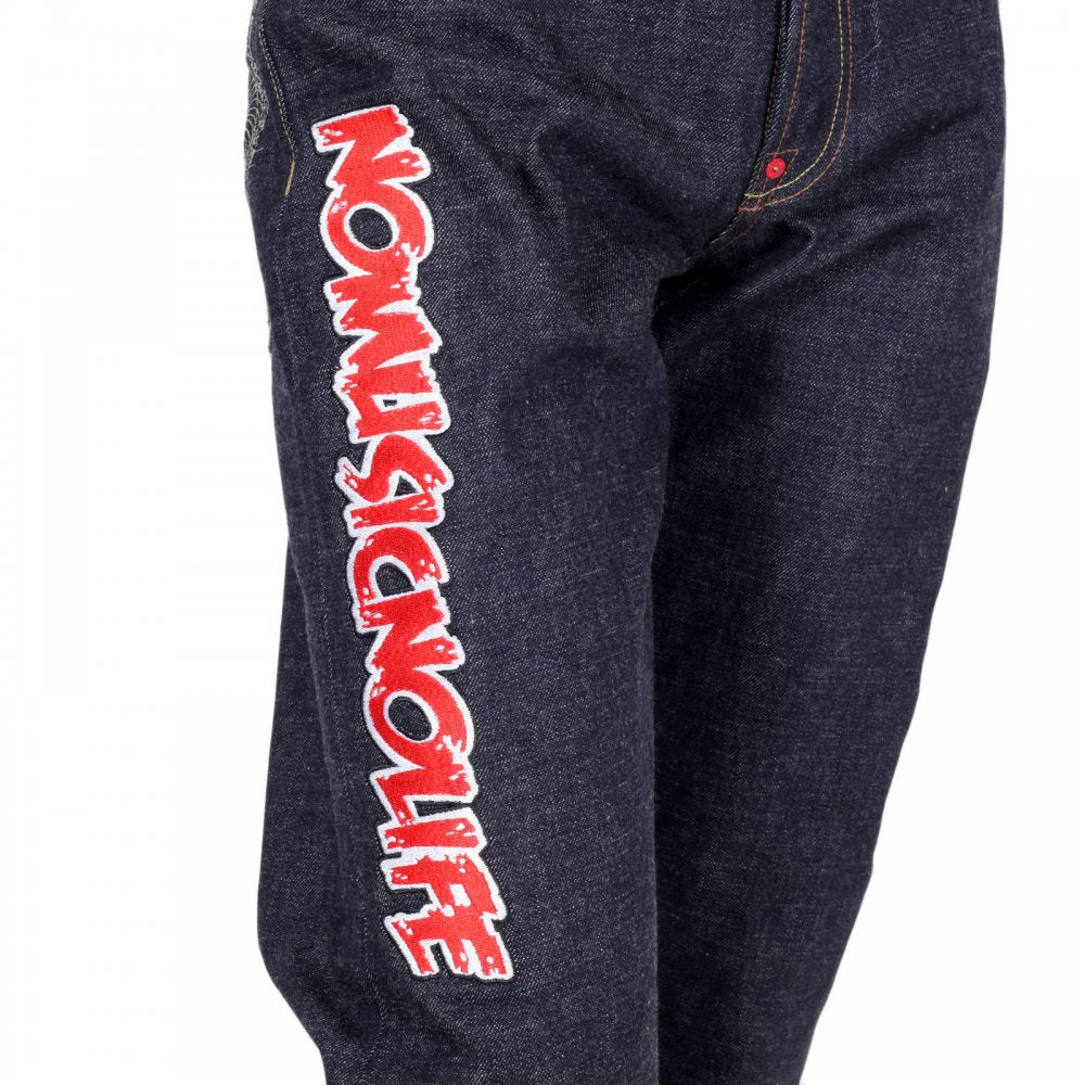 Embroidered Fuji Rock Festival Indigo Denim Jeans