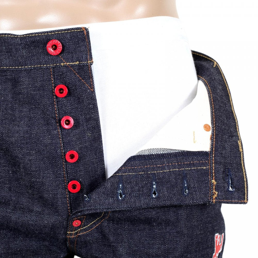 Embroidered Fuji Rock Festival Indigo Denim Jeans