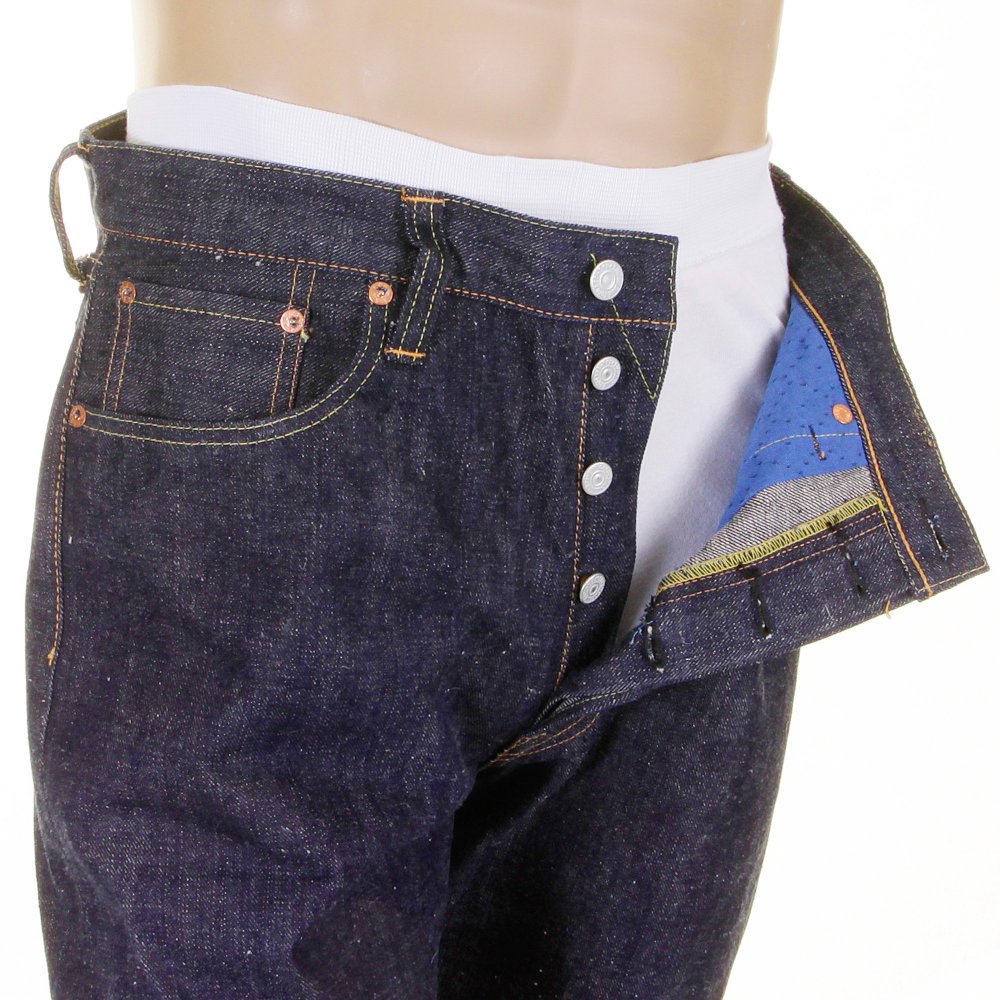 Mens Vintage Cut Okinawa Non Wash Selvedge Raw Denim Jeans SC40301N
