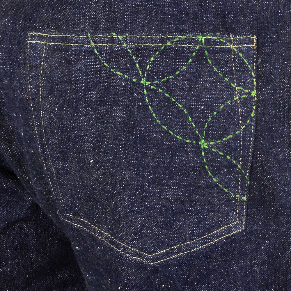 Mens Okinawa One Wash Vintage Cut Cotton Selvedge Denim Jeans with Button Fly SC40301A