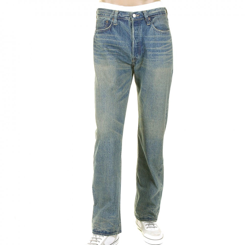 Mens Light Vintage Cut Original Hard Wash Japanese Selvedge Denim Jeans SC41947H
