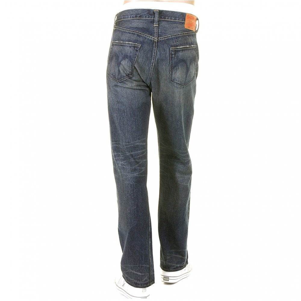 Mens Dark Blue Hard Wash Vintage Cut Japanese Selvedge Denim Jeans SC41947H