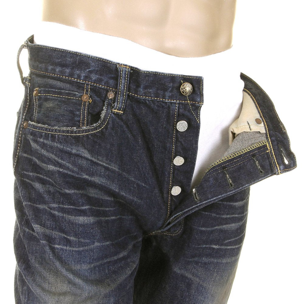 Union Star Vintage Cut Japanese Hard Dark Wash Selvedge Denim Jeans for Men SC40065H
