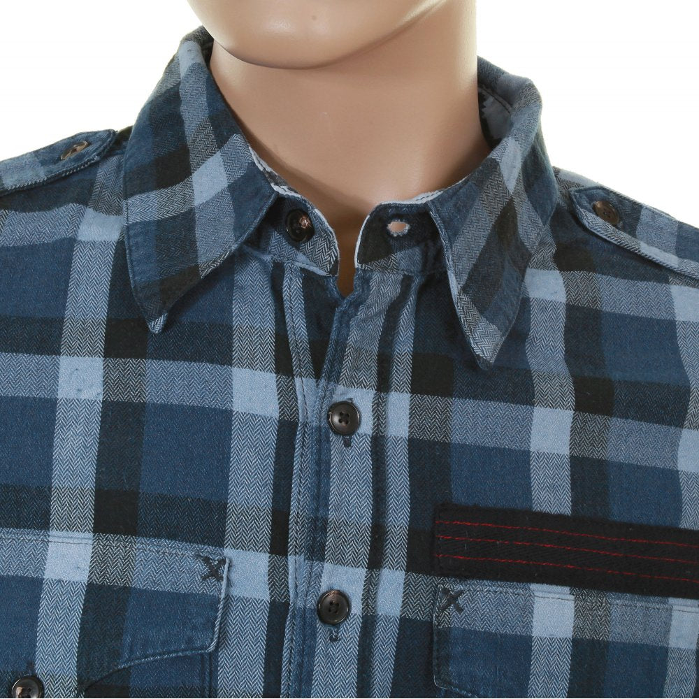 Anglomania Blue Check Slim Fit Shirt