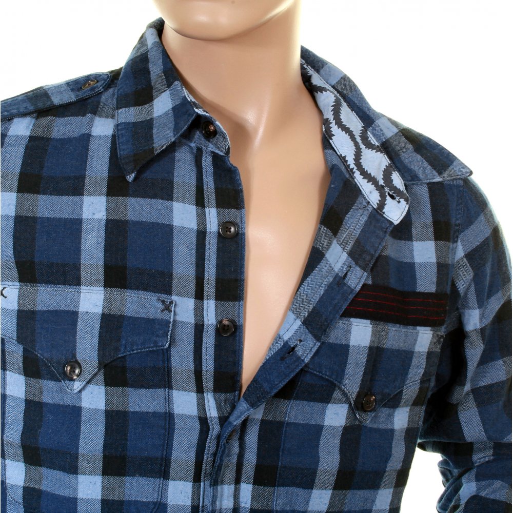 Anglomania Blue Check Slim Fit Shirt