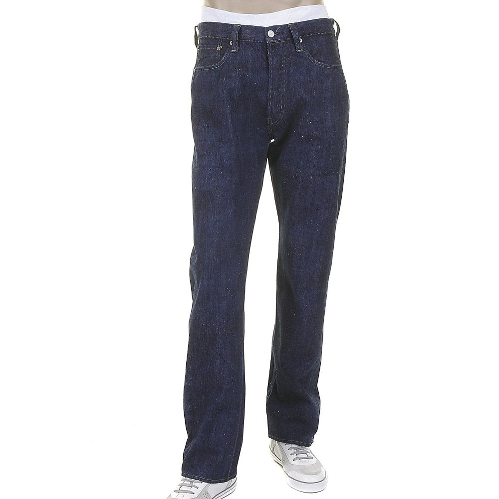 Mens Navy Hawaiian Cotton Vintage Cut One Wash Japanese Selvedge Denim Jeans SC40401A