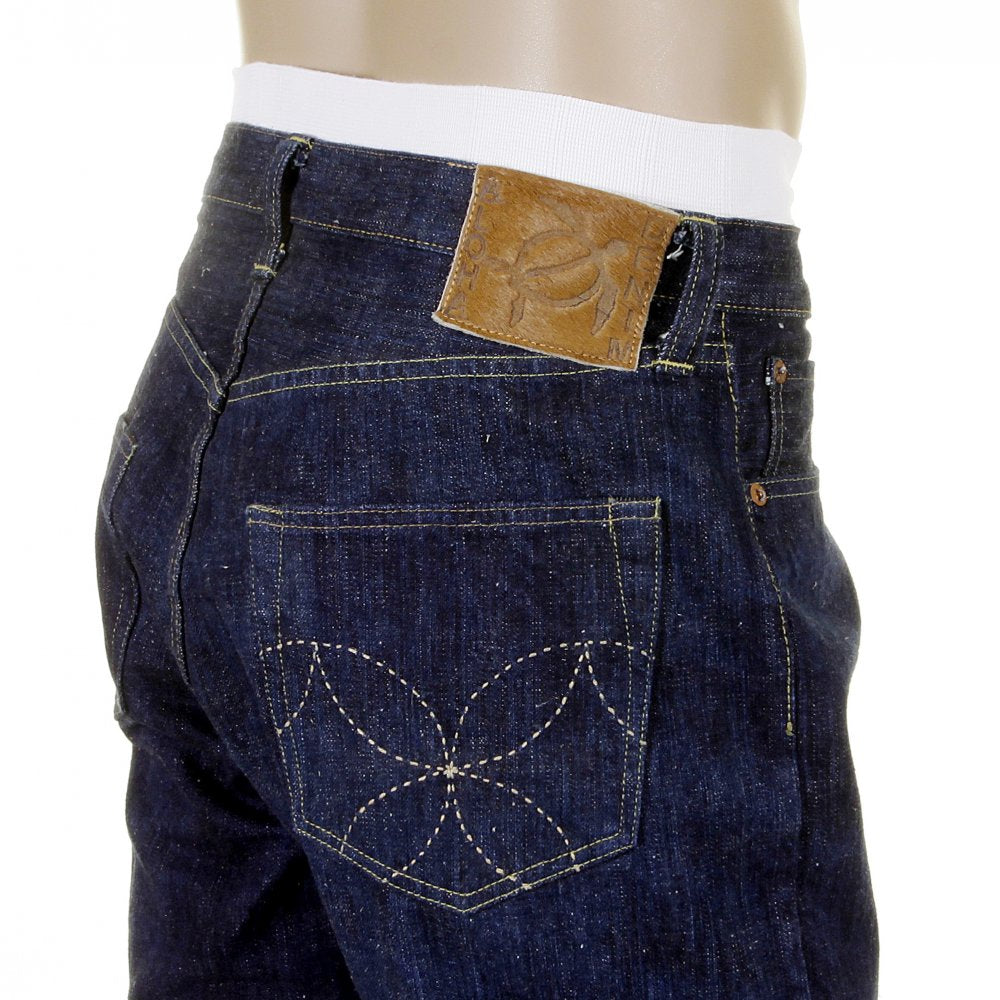 Mens Navy Hawaiian Cotton Vintage Cut One Wash Japanese Selvedge Denim Jeans SC40401A