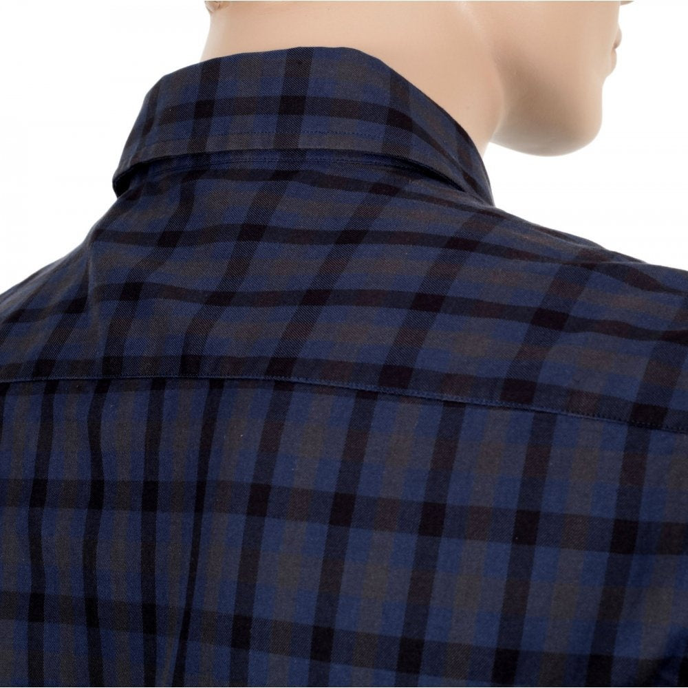 Navy Check Short Sleeve Button Down Shirt for Men