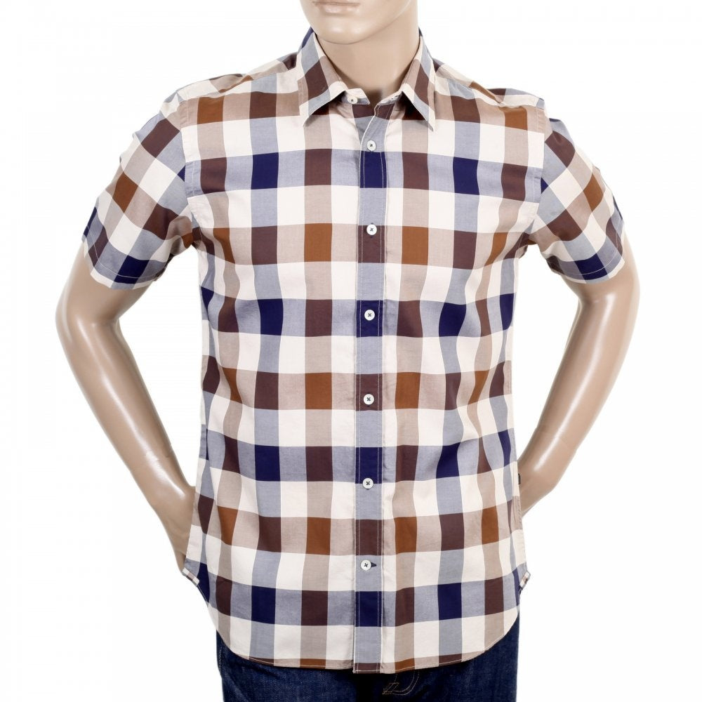 Mens Scaled Check Short Sleeve Cotton Shirt