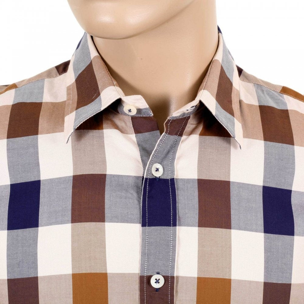Mens Scaled Check Short Sleeve Cotton Shirt