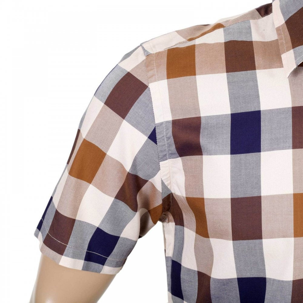 Mens Scaled Check Short Sleeve Cotton Shirt