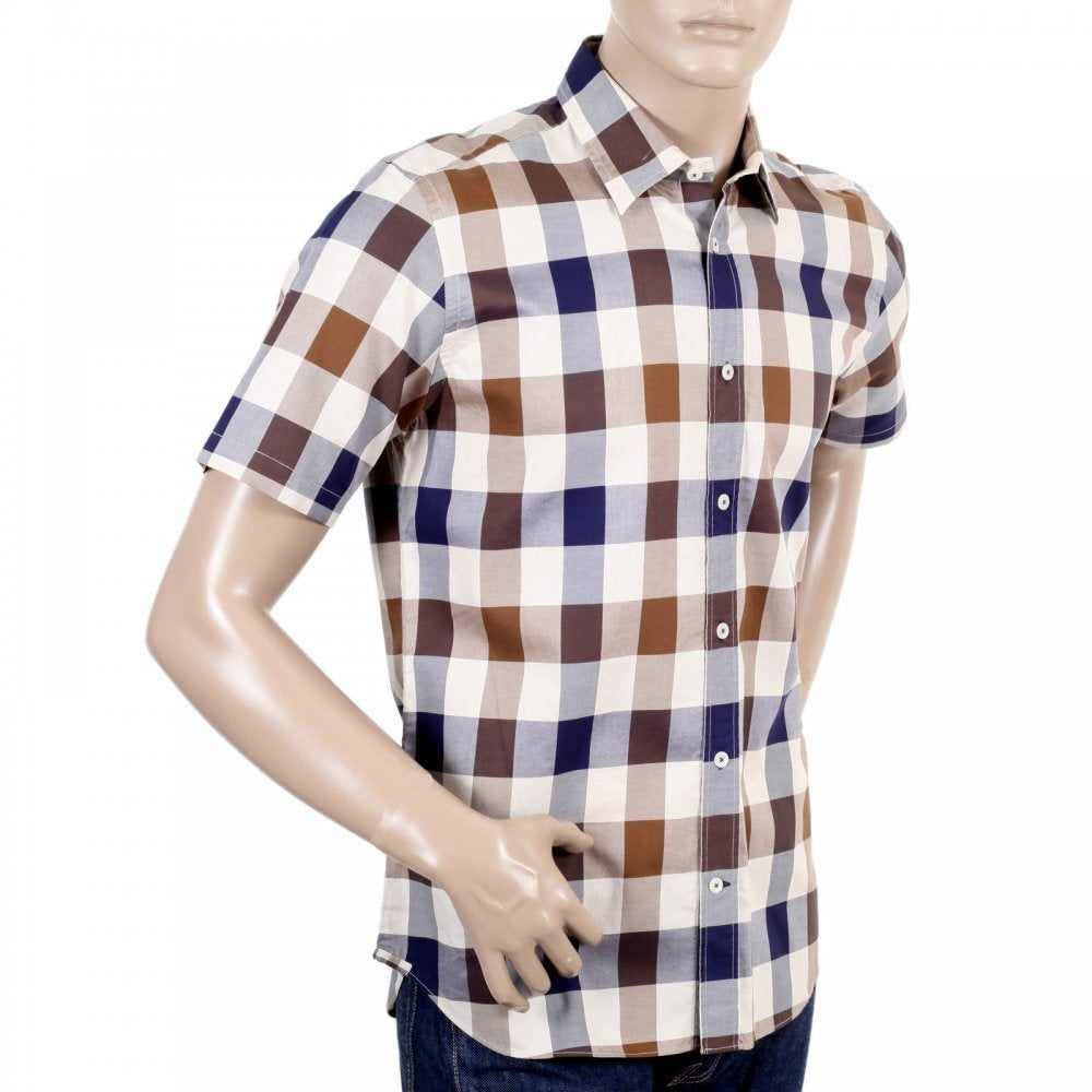Mens Scaled Check Short Sleeve Cotton Shirt
