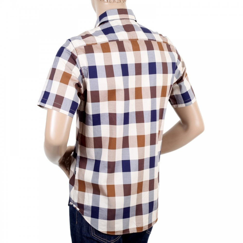 Mens Scaled Check Short Sleeve Cotton Shirt