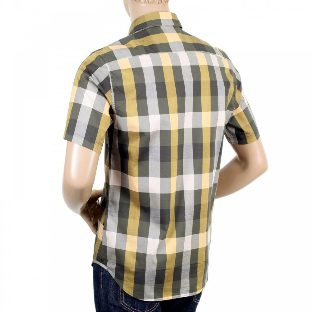 Mens Short Sleeve Green Scaled Check Shirt