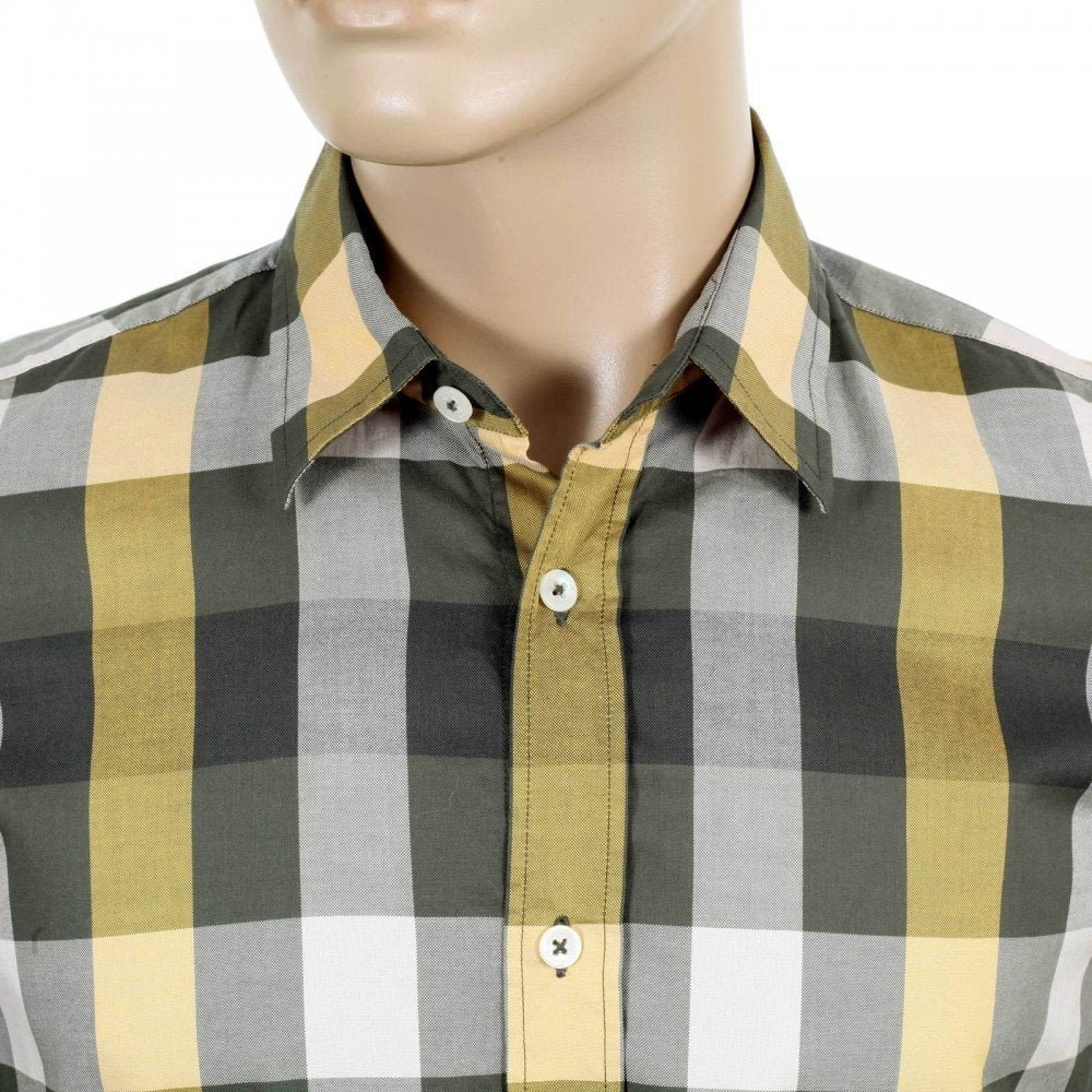 Mens Short Sleeve Green Scaled Check Shirt