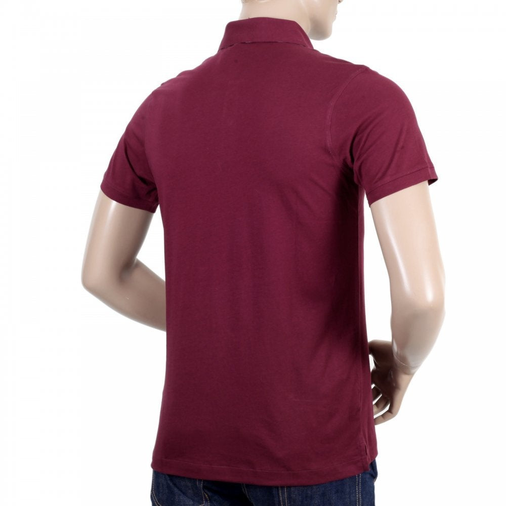 Mens Regular Fit Burgundy Cotton Short Sleeve Polo Shirt